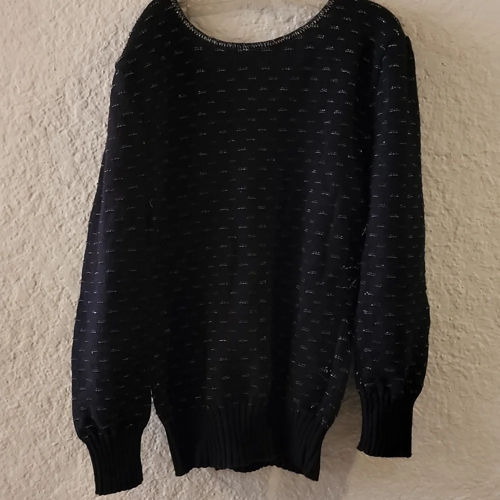 Vintage "Beverly Golderg Style" Acrylic Long Sleeve Metallic/Black Sweater - Picture 8 of 8